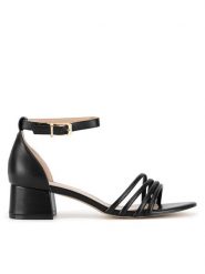 JENNY Sandały LS6026-06 Czarny. Czarne sandały damskie Jenny, bez wzorów, z materiału, bez obcasa, na słupku, bez zapięcia. Za 129.99 zł.