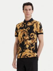 Versace Jeans Couture Polo 80GAG6S0 JS549 Czarny Regular Fit. Czarne koszulki polo męskie Versace Jeans Couture, m, bez wzorów, z bawełny, bez ramiączek. Za 1,139.00 zł.