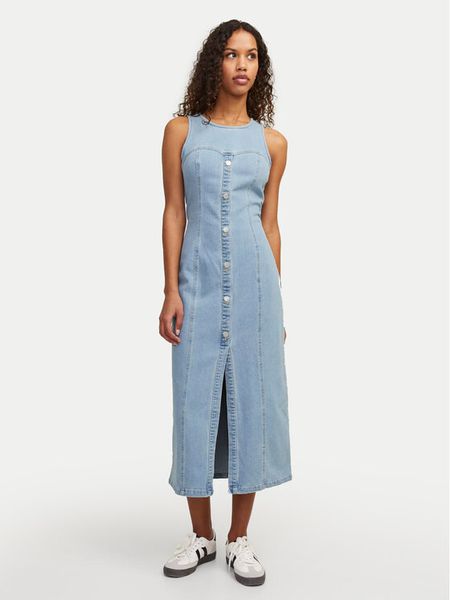 JJXX Sukienka jeansowa Tinga 12268941 Niebieski Slim Fit. Niebieskie sukienki damskie JJXX, xs, bez wzorów, z bawełny, bez kołnierzyka, bez ramiączek. Za 129.99 zł.