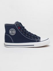 Trampki damskie wysokie granatowe JJ274A504 403. Niebieskie obuwie sportowe damskie Big Star, bez wzorów, sportowe, za kostkę, bez zapięcia. W wyprzedaży za 88.99 zł.