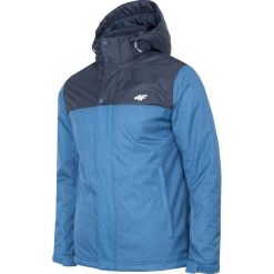 Kurtka narciarska męska KUMN351R - niebieski melanż. Niebieskie kurtki męskie 4f, m, bez wzorów, z kapturem. W wyprzedaży za 249.99 zł.