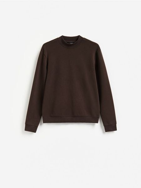 Bluza z półgolfem - bordowy. Czerwone bluzy męskie Reserved, l, bez wzorów, z bawełny, bez kaptura. Za 99.99 zł.