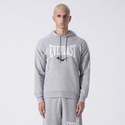 Ikoniczny Bluza Z Kapturem Z Logiem Siwy Melanz Bawelna, Poliester. Szare bluzy męskie Everlast, l, bez wzorów, z bawełny, z kapturem. W wyprzedaży za 233.65 zł.