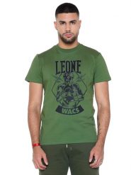 Koszulka męska Leone 1947 Apparel Metropolitan z krótkim rękawem styl bokserski. Zielone koszulki sportowe męskie LEONE 1947 APPAREL, m, bez wzorów, z bawełny, bez kołnierzyka, bez ramiączek, na fitness i siłownię. Za 138.93 zł.