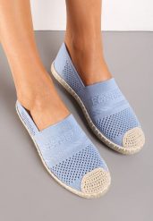 Niebieskie Espadryle z Plecioną Cholewką przed Kostkę Mokosa. Niebieskie espadryle damskie Renee, na lato, z aplikacjami, boho, bez obcasa, na płaskiej podeszwie, bez zapięcia. Za 44.99 zł.