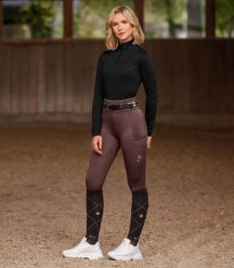 Dziewczęce legginsy jeździeckie z pełną przyczepnością ELT Ella. Brązowe legginsy dla dziewczynek ELT, bez wzorów, z elastanu. Za 257.50 zł.