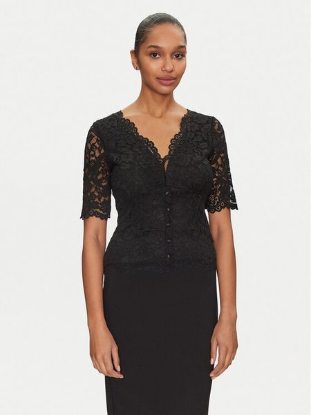 Morgan Bluzka 251-TANGO Czarny Slim Fit. Czarne bluzki damskie Morgan, s, bez wzorów, z syntetyku, bez kołnierzyka, bez ramiączek. Za 139.99 zł.