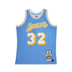 Koszulka NBA Los Angeles Lakers Magic Johnson. Niebieskie koszulki sportowe męskie Mitchell & Ness, bez wzorów, bez kołnierzyka, bez ramiączek, do koszykówki. W wyprzedaży za 531.00 zł.