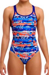 Strój kąpielowy Funkita Forever Fossil - Eclipse. Niebieskie kostiumy jednoczęściowe damskie FUNKITA, s, bez wzorów, z elastanu, sportowe, na fitness i siłownię. Za 289.00 zł.
