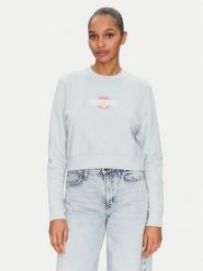 Guess Jeans Bluza W5GQ20 K68I4 Błękitny Regular Fit. Niebieskie bluzy damskie Guess Jeans, s, z aplikacjami, z bawełny, bez kaptura. Za 169.99 zł.