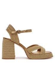 Castañer Espadryle Valle/142 023116 Złoty. Żółte sandały damskie Castañer, bez wzorów, z materiału, bez obcasa, bez zapięcia. Za 979.99 zł.