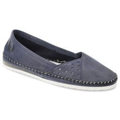Granatowe Espadryle Lemar Wygodne Obuwie Damskie. Niebieskie espadryle damskie Lemar, na lato, w ażurowe wzory, z materiału, klasyczne, bez obcasa, bez zapięcia. Za 159.00 zł.
