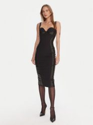 Elisabetta Franchi Sukienka koktajlowa AB-838-57E2-V480 Czarny Slim Fit. Czarne sukienki damskie Elisabetta Franchi, bez wzorów, z syntetyku, wizytowe, bez kołnierzyka, bez ramiączek. Za 2,079.00 zł.