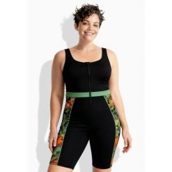 Damskie Kostium kąpielowy długie nogawki bez miękkich miseczek. Czarne kostiumy jednoczęściowe damskie Ulla Popken, plus size, bez wzorów, z elastanu, sportowe, plus size. Za 279.99 zł.