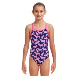 Strój kąpielowy jednoczęściowy dziewczęcy Funkita Sweet Stripes. Czerwone stroje kąpielowe dla dziewczynek FUNKITA, bez wzorów. Za 149.99 zł.