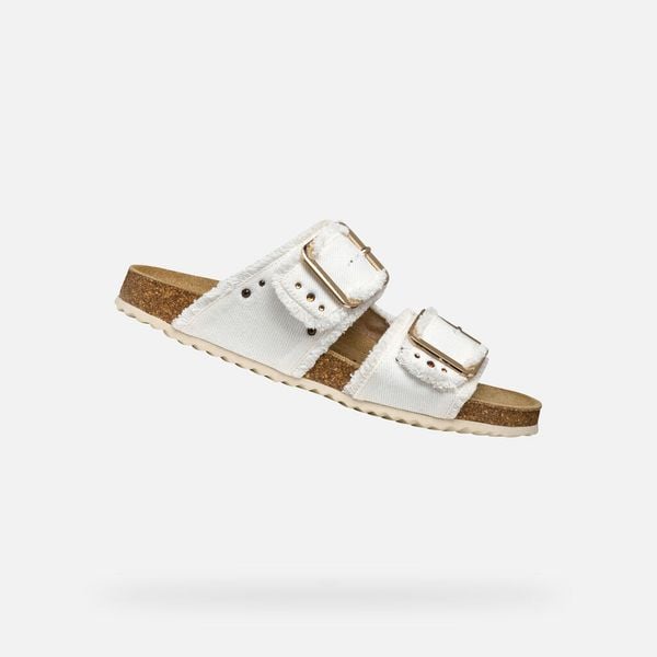 Sandały GEOX D BRIONIA R Biały. Brązowe sandały damskie Geox, bez wzorów, bez obcasa, bez zapięcia. Za 399.99 zł.