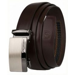Skórzany pasek męski w ciemnobrązowym kolorze z automatyczną, srebrną klamrą Peterson PTN A012 D.BROWN. Brązowe paski damskie Peterson, bez wzorów, ze skóry, eleganckie. Za 89.99 zł.
