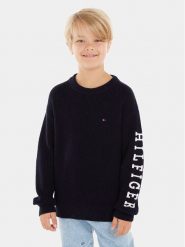 Tommy Hilfiger Sweter Monotype KB0KB08364 D Granatowy Regular Fit. Niebieskie swetry dla chłopców Tommy Hilfiger, bez wzorów, z bawełny, bez kołnierzyka, bez kaptura. Za 339.99 zł.