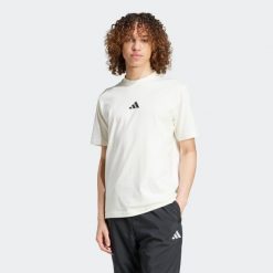 Koszulka męska ADIDAS. Białe koszulki sportowe męskie Adidas, l, bez wzorów, z bawełny, bez kołnierzyka, bez ramiączek. Za 129.99 zł.