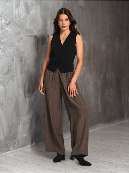 Spodnie - zielony. Zielone spodnie materiałowe damskie Sinsay, l, bez wzorów, z podwyższonym stanem. Za 49.99 zł.