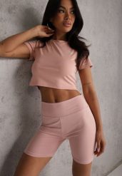 Różowe Szorty Kolarki High Waist Marerila. Czerwone szorty sportowe damskie Renee, l, bez wzorów, sportowe, z podwyższonym stanem. Za 39.99 zł.