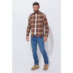 Koszula flanelowa w kratę Carhartt Rugged Flex Midweight. Brązowe koszule męskie Carhartt, l, bez wzorów, bez kołnierzyka, bez ramiączek. Za 240.91 zł.