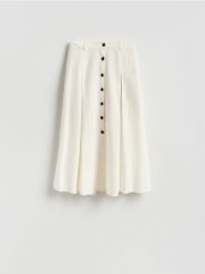 Spódnica z wiskozą - biały. Białe spódnice damskie Reserved, l, bez wzorów, z tkaniny. Za 159.99 zł.