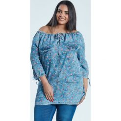 Kwiecista bluzka bez ramion duże rozmiary OVERSIZE PLUS SIZE WIOSNA. Tuniki damskie marki Moda Size Plus Iwanek. Za 145.00 zł.