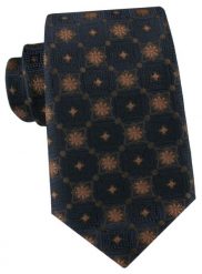 Granatowy Krawat z Brązowym, Regularnym Wzorem - Alties. Brązowe krawaty i muchy Alties, bez wzorów, z tkaniny, eleganckie. Za 55.00 zł.