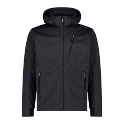 Kurtka męska turystyczna CMP 34A2937. Czarne kurtki męskie CMP, l, bez wzorów, z softshellu, z kapturem. Za 425.00 zł.