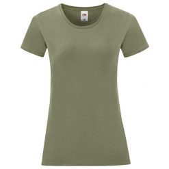 Koszulka Damska Z Bawełny Czesanej Iconic. Zielone t-shirty damskie Fruit of the Loom, m, bez wzorów, z bawełny, bez kołnierzyka. Za 33.99 zł.