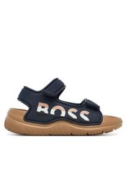 BOSS Sandały J52821 M Granatowy. Niebieskie sandały chłopięce Boss, ze skóry, bez zapięcia. Za 150.99 zł.