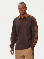 Adidas Bluza 3-Stripes Rugby Longsleeve Polo KE4112 Brązowy Regular Fit. Brązowe bluzy męskie Adidas, m, bez wzorów, z bawełny, bez kaptura. Za 239.99 zł.