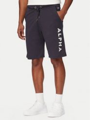 Alpha Industries Szorty sportowe Jersey 116366 Granatowy Regular Fit. Niebieskie krótkie spodenki sportowe męskie Alpha Industries, m, bez wzorów, z bawełny. Za 169.99 zł.