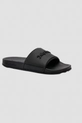 JUICY COUTURE Czarne klapki damskie Embossed Slider, Rozmiar 37. Czarne klapki damskie Juicy Couture, bez wzorów, klasyczne, bez obcasa. W wyprzedaży za 133.99 zł.