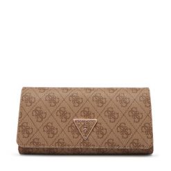Portfel Guess. Brązowe portfele damskie Guess, z aplikacjami. Za 269.99 zł.