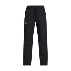 Spodnie treningowe Under Armour UA B Rival Wvn Pant 1390155. Czarne spodnie materiałowe dla chłopców Under Armour, bez wzorów, z materiału, na fitness i siłownię. Za 198.45 zł.