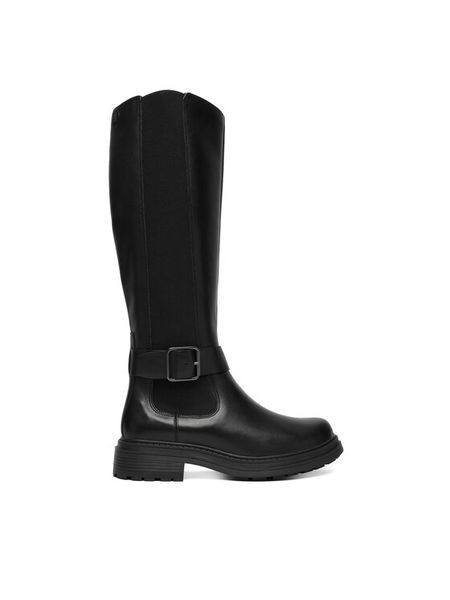 Clarks Kozaki Orinoco3 Tall 26182899 Czarny. Czarne kozaki damskie Clarks, ze skóry, bez obcasa, na płaskiej podeszwie. Za 789.99 zł.