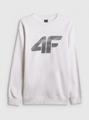 4F Bluza dresowa nierozpinana bez kaptura męska - biała M. Białe bluzy męskie 4f, m, bez wzorów, z dresówki, bez kaptura. Za 159.99 zł.