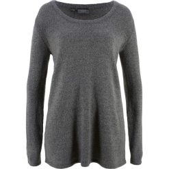 Sweter z długim rękawem bonprix szary melanż. Szare swetry damskie bonprix, bez wzorów, bez kołnierzyka, bez ramiączek, długie, bez kaptura. Za 49.99 zł.