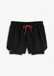 Ultralekkie szorty sportowe 2w1. Czarne spodnie sportowe damskie bonprix, bez wzorów. Za 112.99 zł.