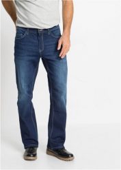 Dżinsy ze stretchem, regular fit, o kroju bootcut. Niebieskie jeansy męskie bonprix. Za 149.99 zł.