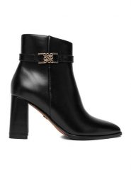 Nine West Botki CEO-NASIRA-01 Czarny. Czarne botki damskie Nine West, z materiału, bez obcasa, na słupku, bez zapięcia. Za 279.99 zł.