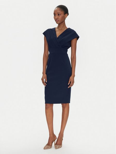 Rinascimento Sukienka koktajlowa CFC0122760003 Granatowy Regular Fit. Niebieskie sukienki damskie Rinascimento, m, bez wzorów, z syntetyku, wizytowe, bez kołnierzyka, bez ramiączek. Za 309.99 zł.