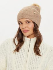 Guess Czapka AW5213 POL01 Beżowy. Brązowe czapki i kapelusze damskie Guess, na zimę, z aplikacjami, z materiału. Za 179.99 zł.