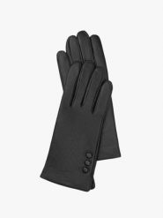 Czarne rękawiczki ze skóry licowej. Czarne rękawiczki damskie Ryłko, bez wzorów, ze skóry, eleganckie. Za 129.99 zł.