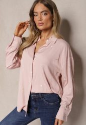 Różowa Koszula z Bawełny Ozdobiona Naszytymi Serduszkami Arreanna. Czerwone t-shirty i topy dla dziewczynek Renee, bez wzorów, z bawełny, bez ramiączek. Za 89.99 zł.