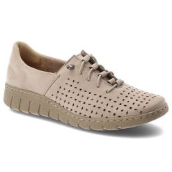 Półbuty damskie Wasak, skóra naturalna perforowana cholewka sznurowany fason elastyczna lekka podeszwa okrągły nosek, beżowe, 0810. Brązowe półbuty damskie Wasak, bez wzorów, z materiału, klasyczne, z okrągłym noskiem, bez obcasa, bez zapięcia. Za 305.90 zł.