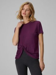 4F T-shirt regular z marszczeniem i modalem damski - fioletowy S. Fioletowe t-shirty damskie 4f, s, bez wzorów, z materiału, klasyczne, bez kołnierzyka. Za 89.99 zł.