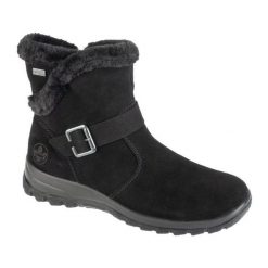 Buty Rieker Booties L7179-00 czarne. Czarne śniegowce i trapery damskie z materiału. Za 479.08 zł.